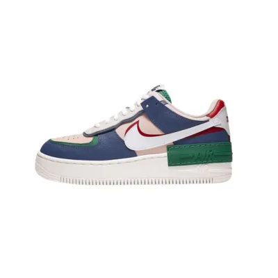 Nike Air Force 1 Shadow multicolor verde azul rosa rojo con doble swoosh
