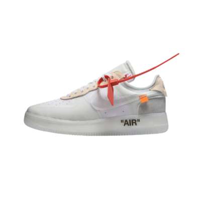 Off-White x Nike Air Force 1 Low blancas con texto lateral industrial