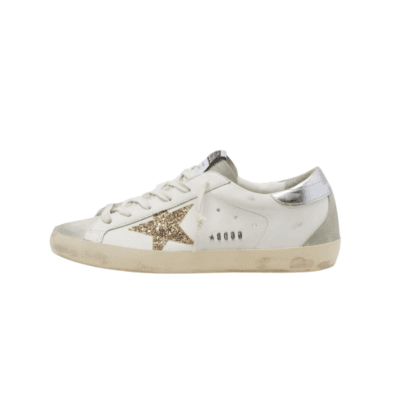 Golden Goose Super-Star blanca con estrella dorada y efecto vintage