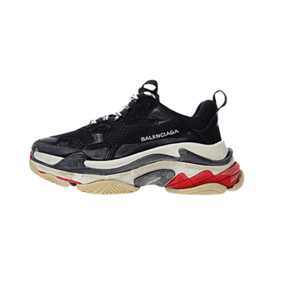 Balenciaga Triple S 490 negras con detalle rojo y beige en la suela