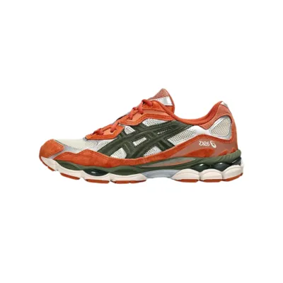 Zapatillas Asics GEL-NYC en naranja y verde bosque con estilo outdoor y tecnología GEL