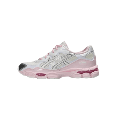 Zapatillas Asics GEL-NYC en blanco y rosa con detalles plateados y amortiguación GEL