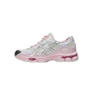 Zapatillas Asics GEL-NYC en blanco y rosa con detalles plateados y amortiguación GEL