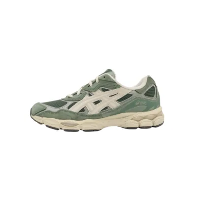 Zapatillas Asics GEL-NYC en verde ivy con detalles en gris humo y suela beige retro