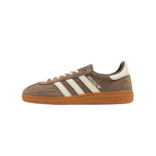 Adidas Handball Spezial Brown Gum vista lateral en color marrón con suela gum.