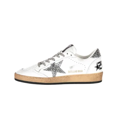 Golden Goose Ball Star Low-Top White/Silver mujer vista lateral