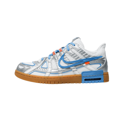Off-White x Nike Air Rubber Dunk ‘University Blue’ CU6015-100 vista lateral