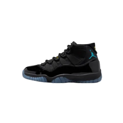 Air Jordan 11 Retro Gamma Blue negras con suela icy translúcida