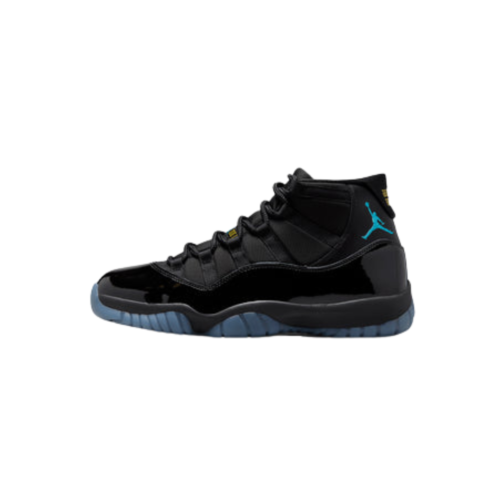 Air Jordan 11 Retro Gamma Blue negras con suela icy translúcida