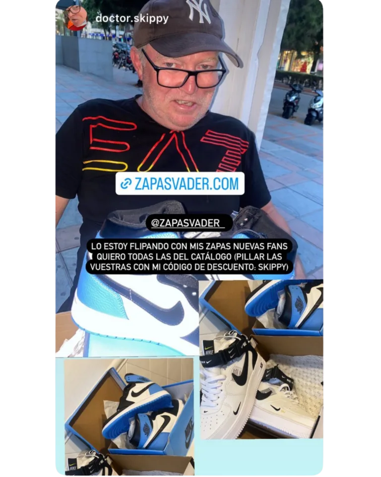 Cliente mostrando zapatillas Nike Air Jordan compradas en ZapasVader